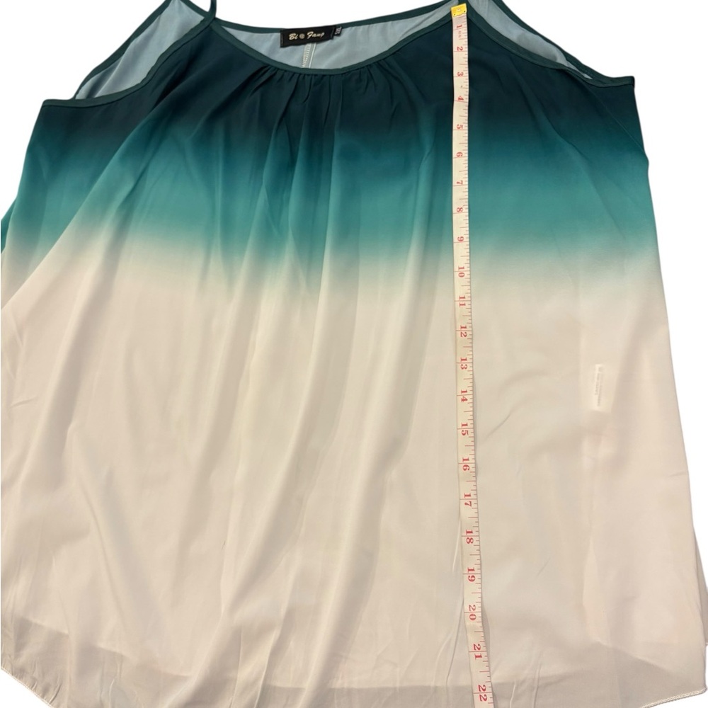 Hombre Green White Tank Top 3X Blouse Spaghetti Strap Pleated Summer Colorful - Picture 8 of 11